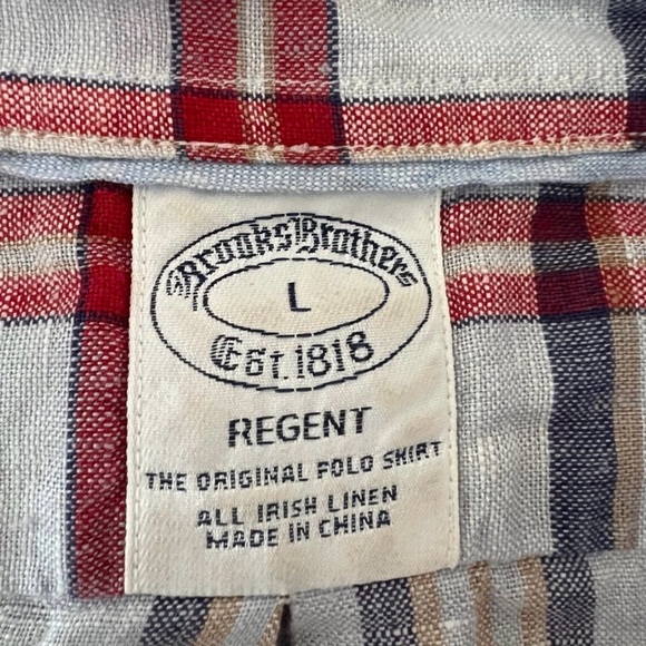 Brooks Brothers Red and Blue Plaid Linen Size Large Casual Shirt EUC - Picture 3 of 7